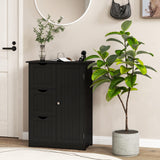 Tangkula Bathroom Floor Cabinet, Freestanding Side Storage Cabinet w/ 3 Drawers & 1 Cupboard