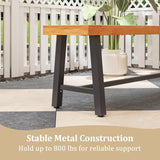 Tangkula 63" Acacia Wood Outdoor Bench, 3-Person Patio Bench with 800 lbs Weight Capacity