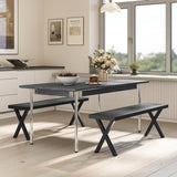 Tangkula Patio Metal Bench, Heavy-Duty 2-Person Bench w/Slatted Seat & X Legs