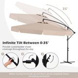 Tangkula 10FT Offset Hanging Umbrella with Cover