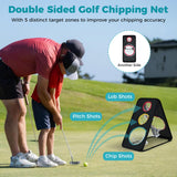 Tangkula Dual-Sided Golf Chipping Net Triple Target Training System with 5 Holes