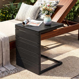 Tangkula C-Shaped Side Table with Wood Plastic Tabletop