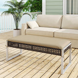 Tangkula Outdoor Ottoman, Patio Rattan Heavy Duty Wicker Footrest
