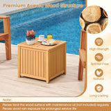 Tangkula 2-in-1 Outdoor Side Table with Storage Acacia Wood Slatted Coffee Table Square Slatted End Storage Box