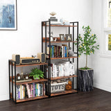 Tangkula 3 Tier Industrial Book Shelf with Adjustable Shelves and Metal Frame