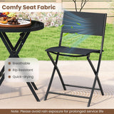 Tangkula 3 Piece Folding Bistro Set Patio Dining Furniture with Breathable Fabric Seat