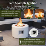 Tangkula Propane Fire Pit Table, 25.5” Round Terrazzo Gas Fire Pit, Protective Cover & Tank Seat Included, 40,000 BTU Smokeless Fire Pit