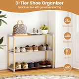 Tangkula 3-Tier Solid Wood Shoe Rack
