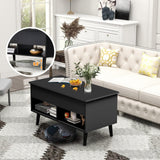 Tangkula Lift Top Coffee Table, Modern Cocktail Table with Hidden Compartment & 2 Open Shelves