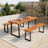 Tangkula Acacia Wood Outdoor Bench for Porch