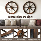 Tangkula 24 Inch Set of 2/4 Decorative Wooden Wagon Wheel Carbonized Solid Fir Wood