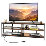 Tangkula Corner TV Stand for TVs up to 65”, TV Console Table w/AC Outlets, USB A Ports, USB C Port