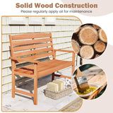 Tangkula Wooden Garden Bench with Slatted Backrest and Comfortable Armrests