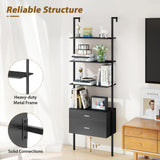 Tangkula Ladder Bookshelf with 4 Open Shelves & 2 Drawers