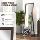 Tangkula Full Length Mirror with Stand, Solid Wood Frame Floor Mirror, Free Standing Full Body Mirror