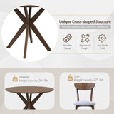 Tangkula 3-Piece Dining Table and Chair Set, Round Wooden Dining Set