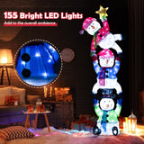 Tangkula 6 FT Lighted Christmas Stacked Snowman Set, Light-up Christmas Decoration with 155 LED Lights