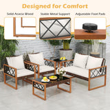 Tangkula 5 Pieces Wicker Patio Conversation Furniture Set