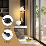 Tangkula Modern Standing Lamp with Adjustable Lamp Head and Pleated Lampshade