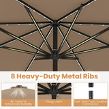 Tangkula 9/10 FT Solar Patio Umbrella with 104/112 Color-Changing Flowing LED Lights