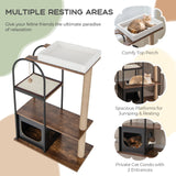 Tangkula Cat Tree Tower, 47 Inch Modern Cat Tree with Metal Frame, Top Perch Cat Bed