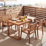 Tangkula 5 Pieces Outdoor Acacia Wood Dining Set for 4 Persons