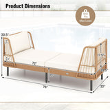 Tangkula Patio Rattan Daybed with Seat & Back Cushions