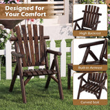 Tangkula Log Wood Patio Chair with Slatted Backrest