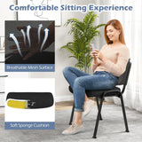 Guest Reception Chairs Set of 5, Stackable Meeting Room Chairs w/Mesh Backrest & Upholstered Seat