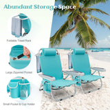 Tangkula 5-Position Lightweight Folding Lay Flat Beach Chairs with Storage Bag