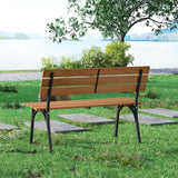 Tangkula Acacia Wood Outdoor Bench with Backrest for Outside Front Porch