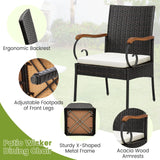 Set of 2, Outdoor PE Rattan Chairs with Soft Zippered Cushion, Heavy-Duty Metal Frame & All-Weather Wicker