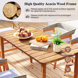 Tangkula Rectangular Outdoor Dining Table with Slatted Tabletop