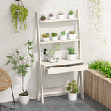 Tangkula Ladder Desk with Countertop & Drawer, Freestanding 2-Tier Ladder Shelf Desk