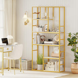 Tangkula 71 Inch Tall Bookshelf Metal Frame 5-Tier Geometric Bookcase