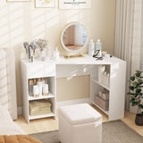 Tangkula White Desk with Storage Drawer & 4 Shelves
