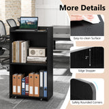 Tangkula Rolling Podium Stand, Mobile Lectern Stand with 2 Shelves & Lockable Wheels
