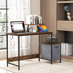 Computer Desk with Reversible Fabric Drawer & Moveable Shelf
