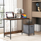 Computer Desk with Reversible Fabric Drawer & Moveable Shelf