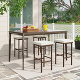 Tangkula Patio Wicker Bar Stools Set of 2/4, Patiojoy Outdoor Bar Height Chairs w/Seat Cushions & Footrest