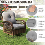 Tangkula 3 Piece Patio Swivel Rocker Set with Tempered Glass Side Table