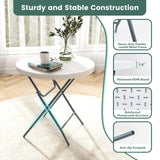 Tangkula 32" Round Folding Table, Portable Picnic Table with All-Weather HDPE Tabletop