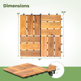 Tangkula 27 PCS Acacia Wood Interlocking Patio Deck Tiles, 12" x 12" Water-Resistant Indoor Outdoor Flooring