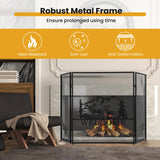 Tangkula 52 x 31 Inch Fireplace Screen, 3-Panel Folding Spark Guard w/Natural Scenery & Moose Pattern