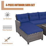 Tangkula 4 Pieces Rattan Conversation Set | Lounge Sofa Set with Coffee Table