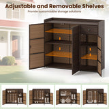 Tangkula Rattan Outdoor Storage Cabinet