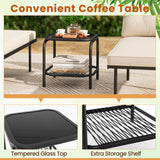 Tangkula 3 Piece L Shaped Patio Furniture Set, Outdoor Wicker Rattan Furniture Set with Thick Cushions