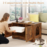 Tangkula Cat Litter Box Enclosure Furniture Indoor Wooden Cat House End Side Table Nightstand