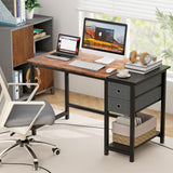Tangkula Computer Desk with 2 Drawers, Modern Home Office Desk with Hanging Hook & Storage Shelf