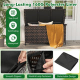 Tangkula Tightly-Woven Rattan Deck Box, Patiojoy Storage Cabinet Container with Polyester Liner, 85 Gallon Indoor Outdoor Storage Bo
